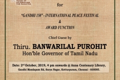 Gandhi 150 International Festival, Souvenir, CD Launch & Gandhi Memorabilia Exhibition Inauguration by TN Governor on 02 10 2019